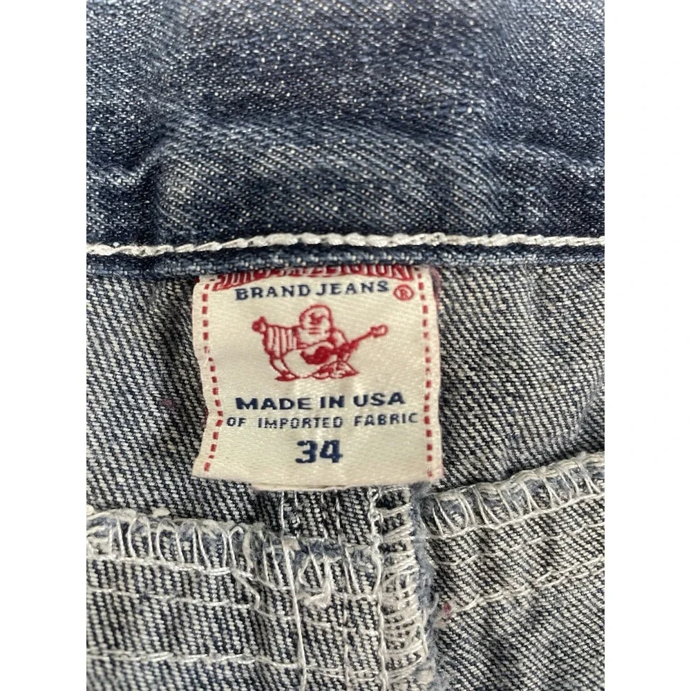 True Religion Mens Thick Stitch Denim Straight Jeans Size 34